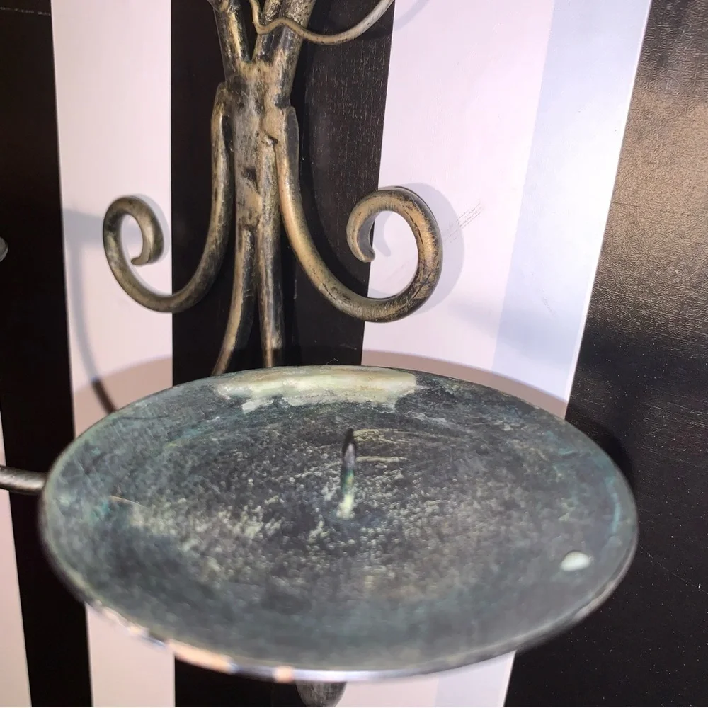 90s Y2K Era Metal Peacock Feather Wall Art Large Candle Holder Pier 1 Imports